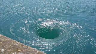 Real large vortex  whirlpool at SaintMalo Barrage de la Rance [upl. by Sone]