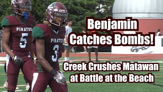 Cedar Creek 42 Matawan 0  Football  Pirates Explode in Second Half at the Battle at the Beach [upl. by Aihsit]