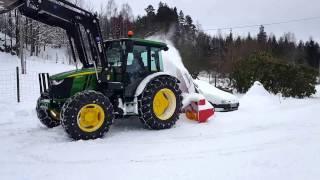 John Deere 5100 m tractor  snowblower  Clearing Snow [upl. by Ziagos]