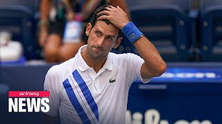 Novak Djokovic disqualified from US Open for hitting line judge with ball [upl. by Eiramlatsyrk]