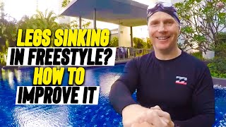 LEARN to SWIM FRONT CRAWL for Beginners with LEGS SINKING [upl. by Kenric573]