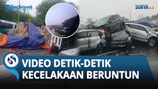 Rekaman CCTV Detikdetik Kecelakaan di Tol Purbaleunyi Truk Pengangkut Kardus Seruduk Mobil [upl. by Yniffit]