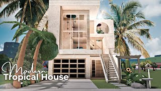 bloxburg  ꒰ 65k ꒱ 🌴 modern tropical vacation house ꒰ exterior build ꒱ [upl. by Alyahsal]