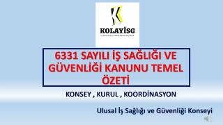 6331 SAYILI KANUN TEMEL ÖZETÜÇÜNCÜ BÖLÜMULUSAL İŞ SAĞLIĞI VE GÜVENLİĞİ KONSEYİ [upl. by Pooi]