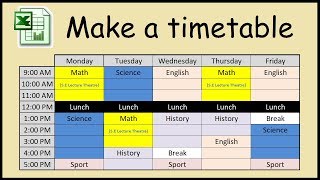 How to make a timetable in Excel [upl. by Ellard]