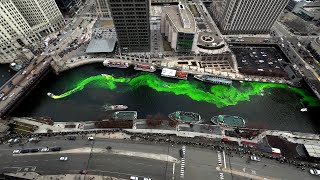 Chicago River dyed green for St Patrick’s Day 2023 [upl. by Summers451]