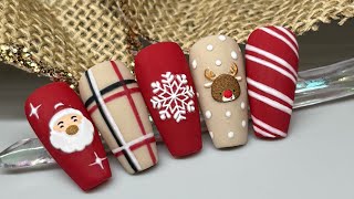 Christmas Plaid NAIL ART  NAIL ART HAUL  DAILY CHARME [upl. by Sanford66]